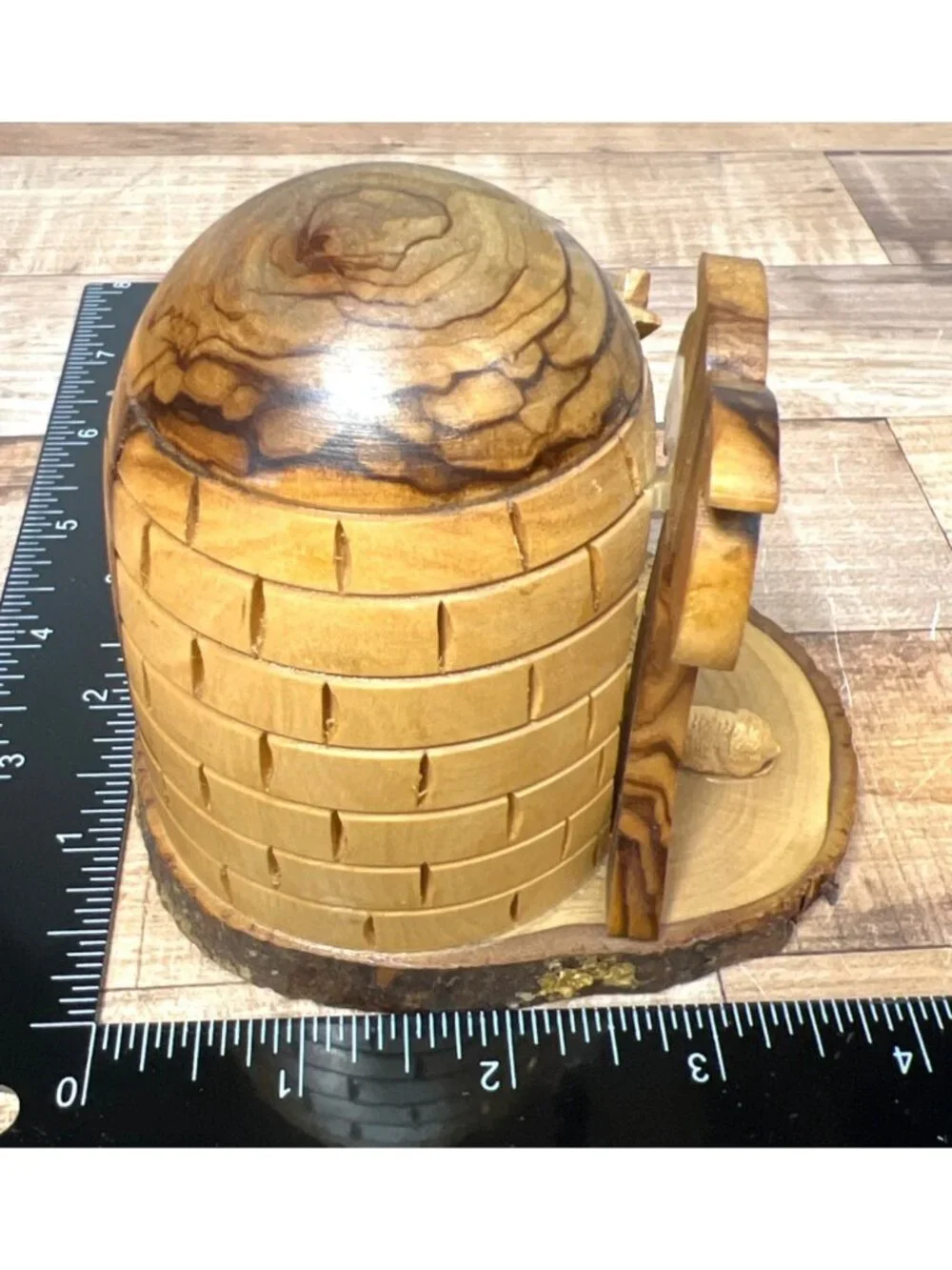 Handcrafted Olive Wood Nativity Scene With Stable & Palm Tree